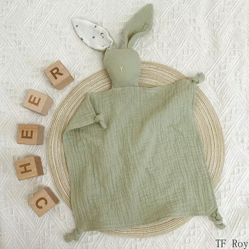 Cute Baby Rabbit Cat Comforter Soft Cotton Sleeping Dolls Soothing Cloth Blanket Baby Muslin Towel Newborn Appease Towel Bibs